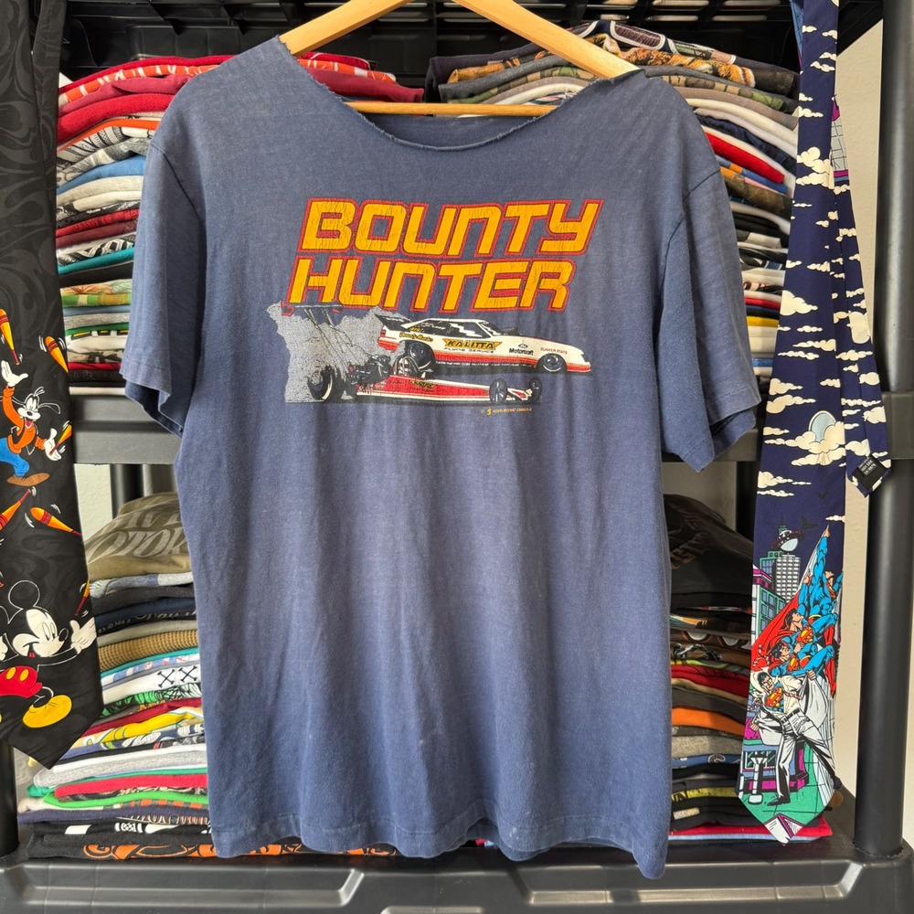 Vintage Blue Bounty Hunter Kalitta Racing Graphic Tee M/L Minor Thrashing